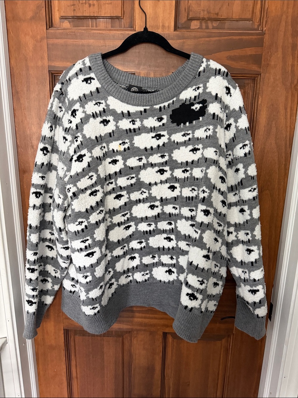 bobeau Gray & White Sheep Motif Crewneck Sweater
